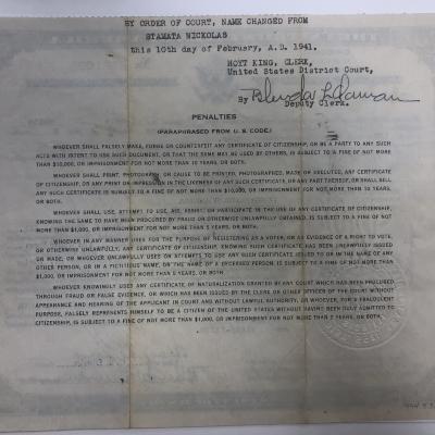 Certificate, Citizenship